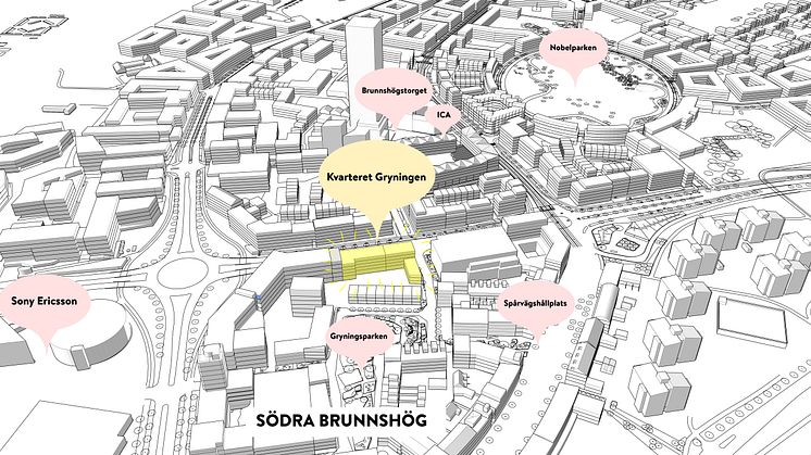 Illustration över lokalisering för Kvarteret Gryning. Illustration: Lunds kommun.