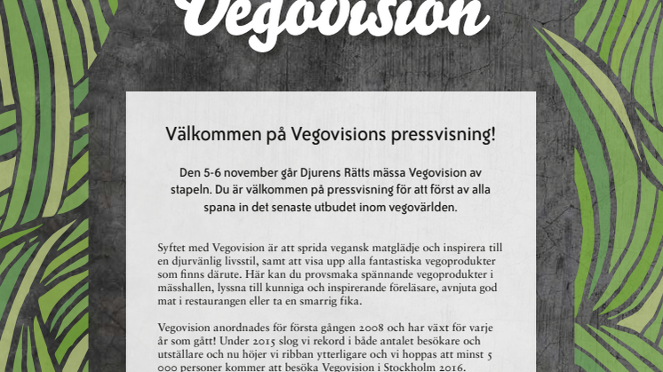 Pressinbjudan Vegovision 2016