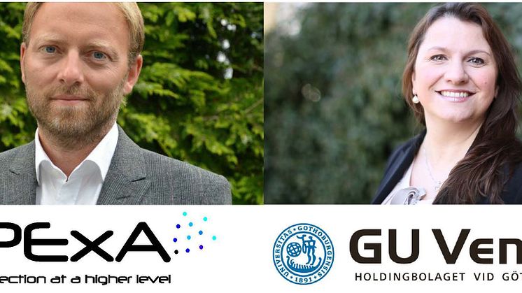 PExAs VD, Erik Ekbo, som utgör en del av konsortiet, samt GU Ventures VD, Klementina Österberg, representant för säljaren.