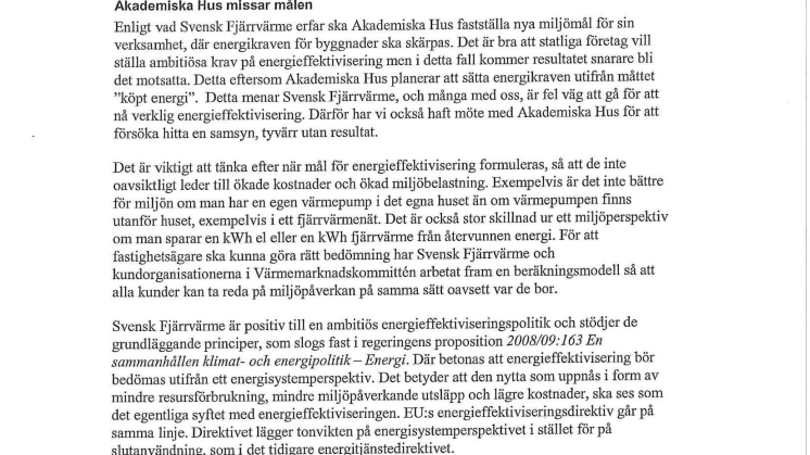 Svensk Fjärrvärmes brev