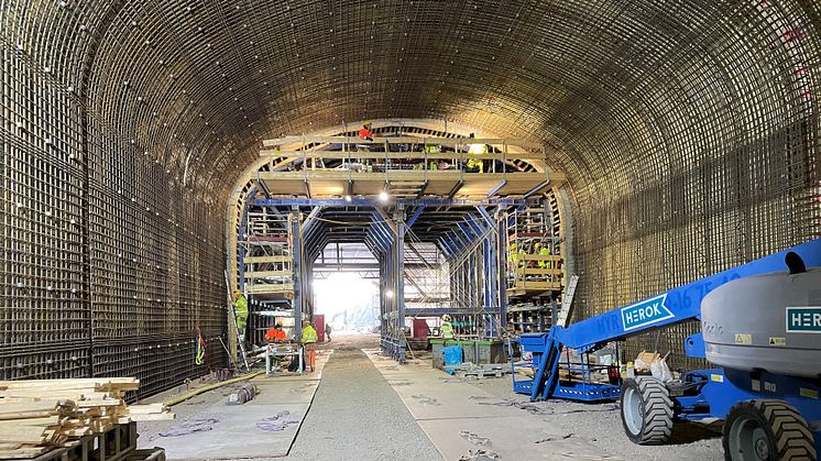 Tunneln används som pilotprojekt av Trafikverket för att testa platsgjuten lining. Bild: Trafikverket