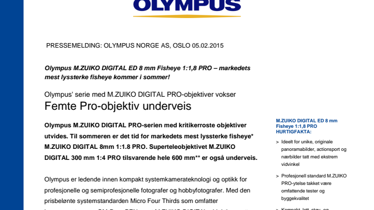 Olympus M.ZUIKO DIGITAL ED 8 mm Fisheye 1:1.8 PRO – markedets mest lyssterke fisheye!