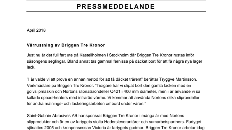 Vårrustning av Briggen Tre Kronor