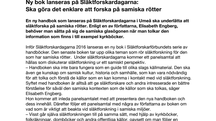 Ny bok lanseras på Släktforskardagarna: Ska göra det enklare att forska på samiska rötter
