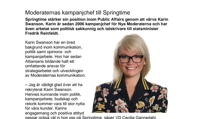 Moderaternas kampanjchef till Springtime