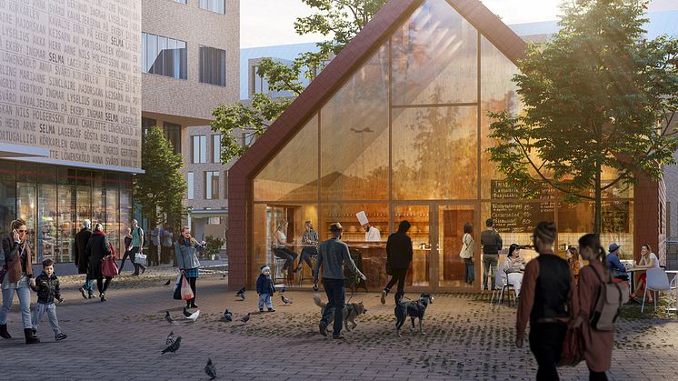 Det nya Fiskhuset på Selma Lagerlöfs Torg. Bild: Semrén & Månsson Arkitekter