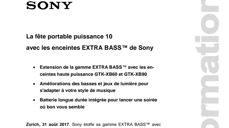 La fête portable puissance 10 avec les enceintes EXTRA BASS™ de Sony