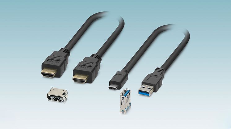 Kretskortpluggforbindere og patchekabler for USB og HDMI