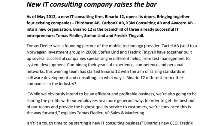 New IT consulting company raises the bar