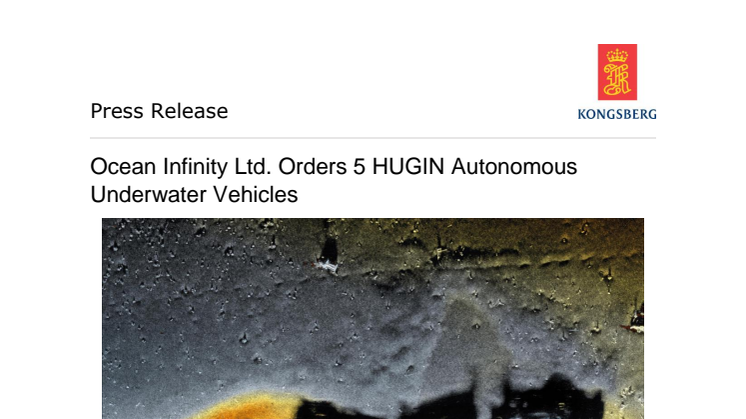 Kongsberg Maritime: Ocean Infinity Ltd. Orders Five HUGIN Autonomous Underwater Vehicles