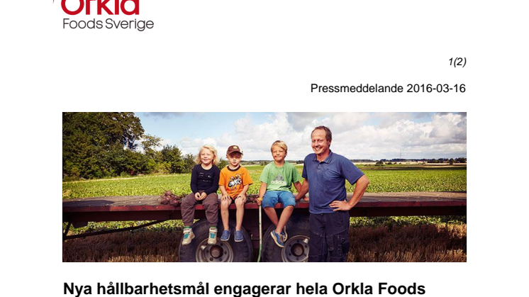 Nya hållbarhetsmål engagerar hela Orkla Foods Sverige