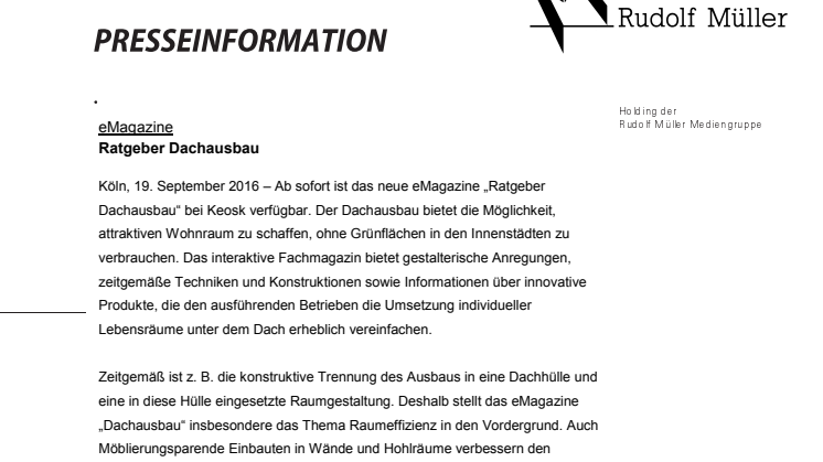 eMagazine "Ratgeber Dachausbau"
