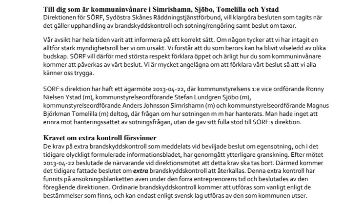 Öppet brev om sotning i Sydöstra Skåne