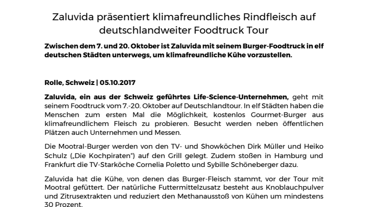 Zaluvida präsentiert klimafreundliches Rindfleisch auf deutschlandweiter Foodtruck Tour