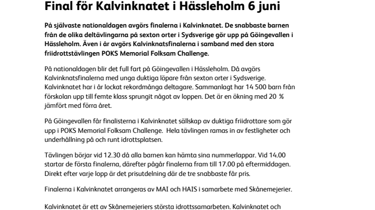 Final för Kalvinknatet i Hässleholm 6 juni