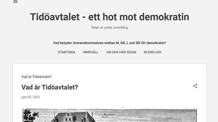 Tidöavtalet - ett hot mot demokratin:  https://tidoavtalet.blogspot.com/ 