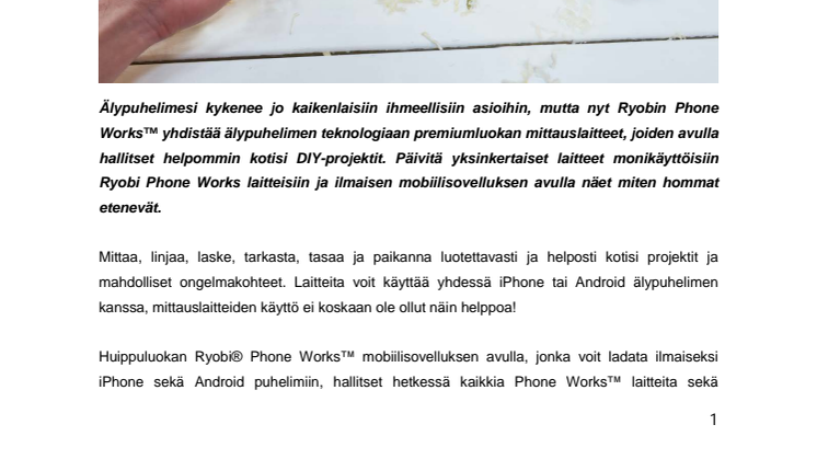 RYOBIN PHONE WORKS™ - Muunna puhelimesi oikeaksi työkaluksi.