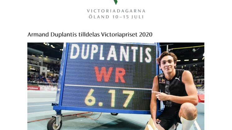 Armand Duplantis tilldelas Victoriapriset 2020