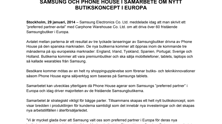 Samsung och Phone House i samarbete om nytt butikskoncept i Europa