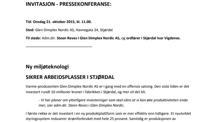 Invitasjon til pressekonferanse