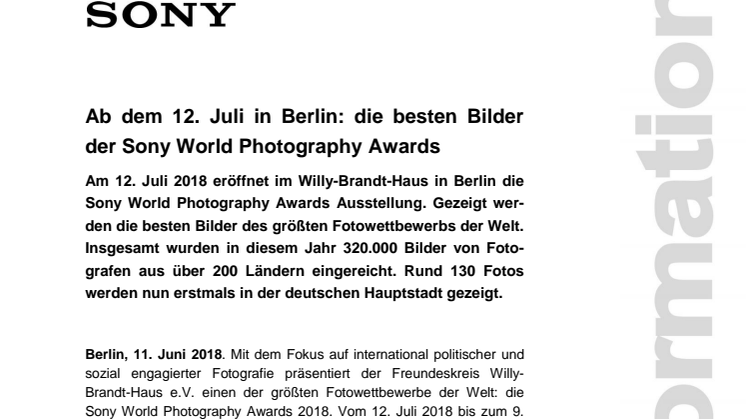 Ab dem 12. Juli in Berlin: die besten Bilder der Sony World Photography Awards