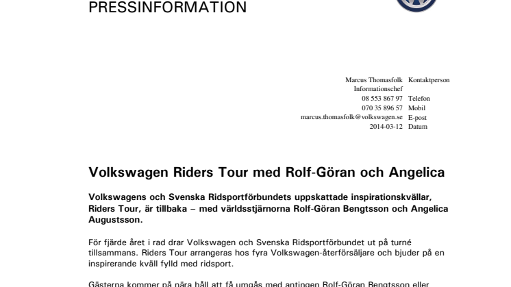 Volkswagen Riders Tour med Rolf-Göran och Angelica