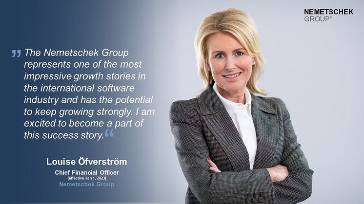 The Nemetschek Group today announced that the Supervisory Board has appointed Louise Öfverström as Chief Financial Officer (CFO) with effect from January 1, 2023