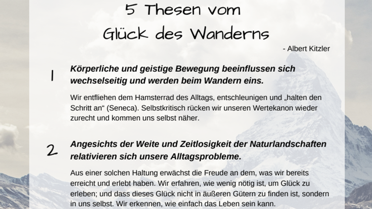 5 Thesen vom Glück des Wanderns, Albert Kitzler // Zusatzmaterial