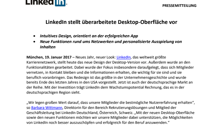 LinkedIn stellt überarbeitete Desktop-Oberfläche vor