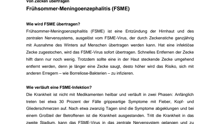 Hintergrundinformation: Frühsommer-Meningoenzephalitis (FSME)