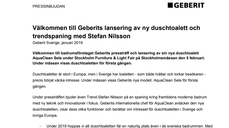 Pressträff: Geberit lanserar ny duschtoalett och trendspaning med Stefan Nilsson