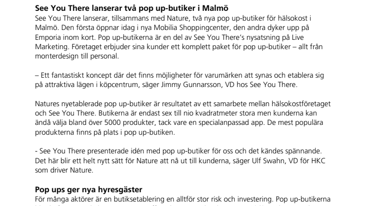 See You There lanserar två pop up-butiker i Malmö