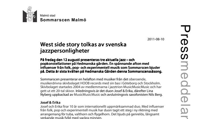 West side story tolkas av svenska jazzpersonligheter