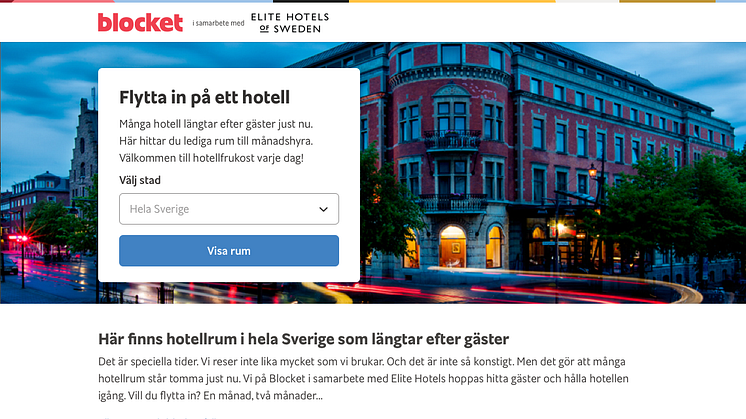 Elite Hotels + Blocket Bostad