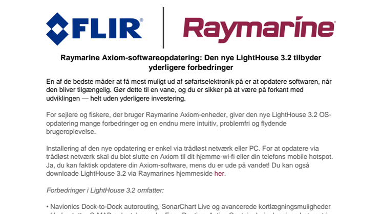 Raymarine Axiom-softwareopdatering: Den nye LightHouse 3.2 tilbyder yderligere forbedringer