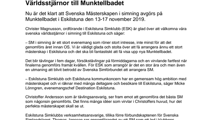 Världsstjärnor till Munktellbadet 