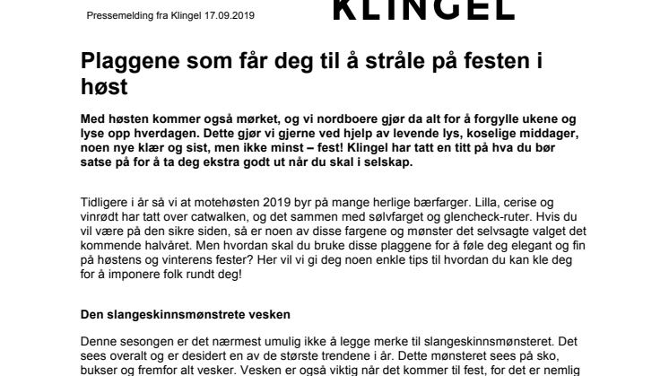 Plaggene som får deg til å stråle på festen i høst