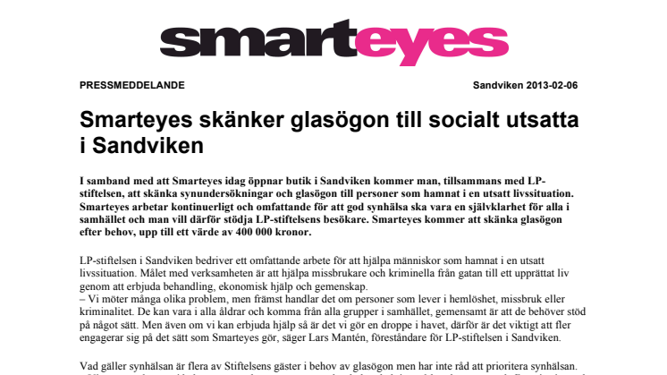Ny butik: Smarteyes skänker glasögon till socialt utsatta i Sandviken