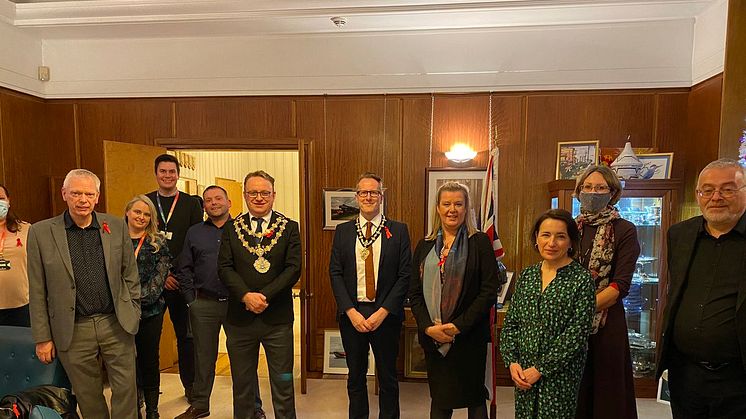 Representatives of George House Trust meet the Mayor of Bury, Cllr Tim Pickstone, at a reception held in the mayor’s parlour.