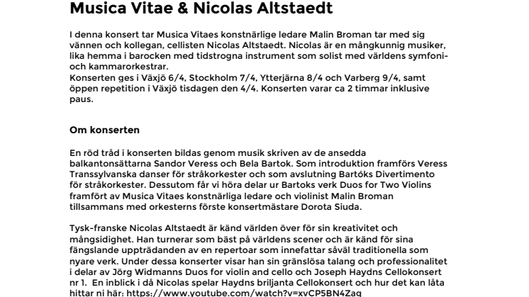 Musica Vitae & Nicolas Altstaedt