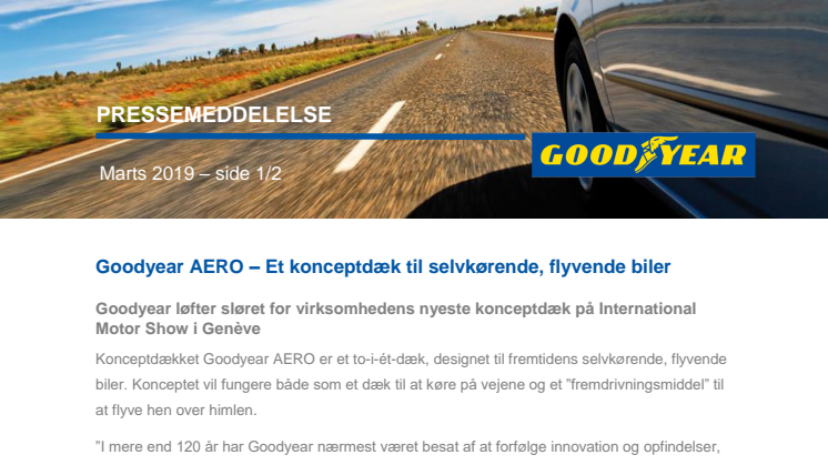 Goodyear AERO – Et konceptdæk til selvkørende, flyvende biler 