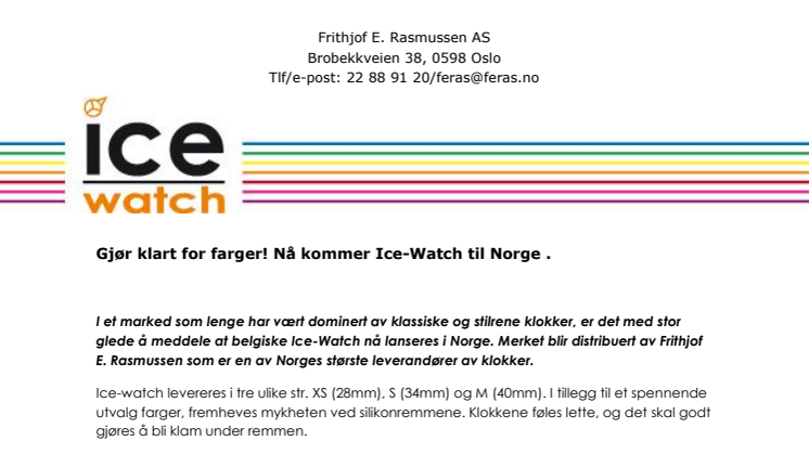 Gjør klart for farger! Nå kommer Ice-Watch til Norge.