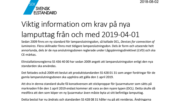 Planera övergången till de nya anslutningsdonen i god tid!