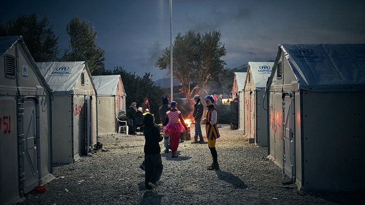 Clowner utan Gränser Sverige på Lesbos, Grekland. Foto av Alex Hinchcliffe