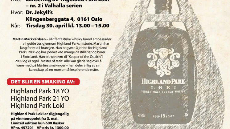 Highland Park Loki Single Malt Whisky - lansering av nr. 2 i Valhalla serien fra Highland Park