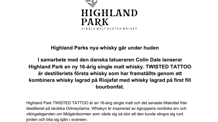 Highland Parks nya whisky TWISTED TATTOO går under huden