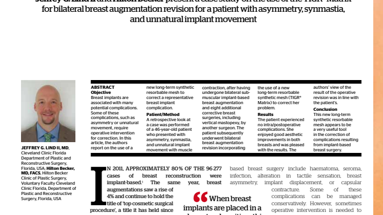 New Peer-Review highlights the benefits of using TIGR® Matrix for correcting breast implant complications