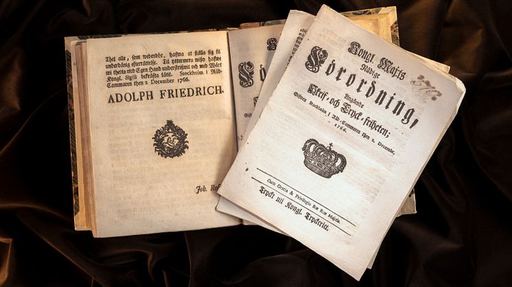 Sweden was the first country in 1766 to adopt legislature regulating the right to free speech – the Freedom of the Press Ordinance. Photo: The National Library of Sweden/Jens Östman