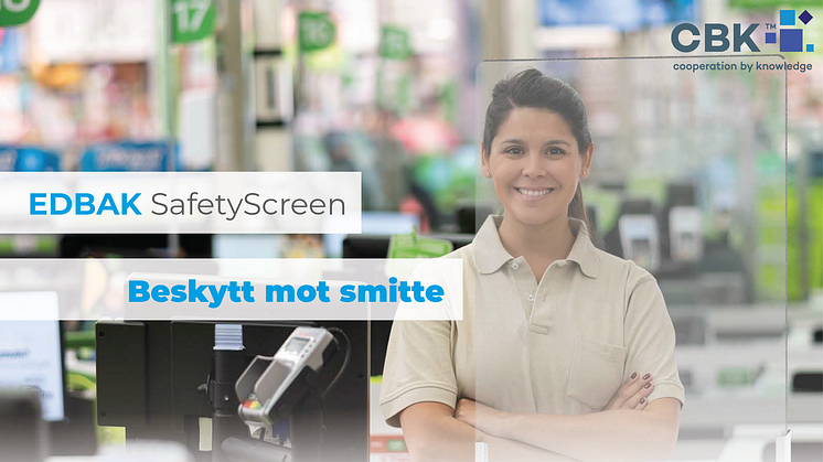 BESKYTT MOT SMITTE: Edbak Safety Plexi Screen beskytter kunder og ansatte mot smitte.