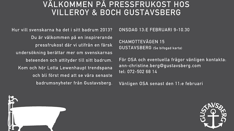 Välkommen på pressfrukost hos Villeroy & Boch Gustavsberg